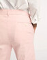 ASOS DESIGN super skinny linen mix suit trouser in pastel pink Розовый, W32 L32 - фото #4