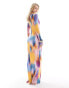 Vero Moda Tall long sleeved mesh dress in blurred multi print