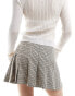 Stradivarius tailored pleated mini skirt in stone check print