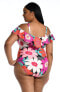 Фото #2 товара La Blanca Off Shoulder Ruffle One Piece Swimsuit, Multi//in Full Bloom, 16