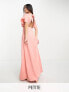 Фото #1 товара Maya Petite Bridesmaid cape sleeve maxi dress in terracotta satin