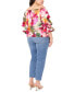 Фото #2 товара Women's Floral Off The Shoulder Bubble Sleeve Tie Front Blouse