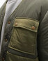 Topman liner jacket with mixed fabric in khaki