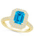 ფოტო #1 პროდუქტის Blue Topaz and Diamond Halo Ring