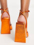 Фото #2 товара Public Desire Eagle triangle heel sandals in metallic orange