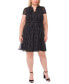 ფოტო #1 პროდუქტის Plus Size Printed Split-Neck Cap-Sleeve Dress