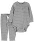 Фото #2 товара Baby 2-Piece Striped Bodysuit Pant Set NB