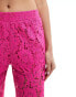 JDY wide leg cut lace trousers in pink Розовый, L - EU 40 - фото #3