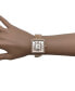 ფოტო #4 პროდუქტის Two Tone Small Square and Rhinestones Metal Band Women Watch