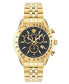 Men's Swiss Chronograph Gold Ion Plated Stainless Steel Bracelet Watch 44mm