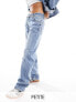 Фото #1 товара Bershka Petite straight leg jeans in mid wash