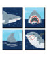 Фото #1 товара Shark Zone - Kids Room & Home Decor - 11 x 11 inches Wall Art - Set of 4 Prints