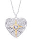 ფოტო #1 პროდუქტის Cubic Zirconia Cross In Heart Pendant 18" Necklace in Silver Plate