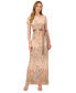 ფოტო #2 პროდუქტის Women's Floral-Print Short Sleeve Column Gown