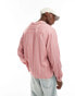 ASOS DESIGN oversized boxy shirt with revere collar in pink stripe