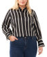 Plus Size Striped Button-Down Bell-Sleeve Shirt