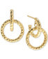 ფოტო #3 პროდუქტის Textured Circle Doorknocker Drop Earrings in 10k Gold