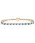 ფოტო #1 პროდუქტის Blue Topaz (3-7/8 ct. t.w.) & White Topaz (1-1/3 ct. t.w.) Baguette Tennis Bracelet in 14k Gold-Plated Sterling Silver