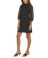 ფოტო #4 პროდუქტის Puff-Sleeve Tie-Neck Sheath Dress