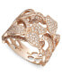 ფოტო #1 პროდუქტის Pave Rose by EFFY® Diamond Diamond Leaf and Flower Ring (9/10 ct. t.w.) in 14k Rose Gold