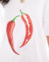 ASOS DESIGN oversized t-shirt with chilli graphic in white