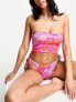 Vero Moda high leg tie side bikini bottoms in pink snake print