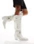 Azalea Wang Echoed embellished western boot in white