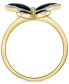 ფოტო #3 პროდუქტის EFFY Diamond (1/5 ct. t.w.) & Onyx (3-1/2-4-1/2) Butterfly Statement Ring In 14k Gold