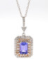ფოტო #1 პროდუქტის Tanzanite (1/2 ct. t.w.) & Diamond (1/4 ct. t.w.) Halo 17" Pendant Necklace in 10k White & Rose Gold