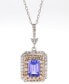 Фото #1 товара Tanzanite (1/2 ct. t.w.) & Diamond (1/4 ct. t.w.) Halo 17" Pendant Necklace in 10k White & Rose Gold