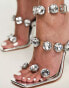 Фото #6 товара Azalea Wang Everly jewelled heeled sandals in silver