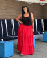 Plus Size Pleated Tiered Maxi Skirt