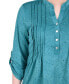 ფოტო #4 პროდუქტის Petite 3/4 Sleeve Roll Tab Y Neck Top