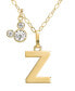 ფოტო #1 პროდუქტის Mickey Mouse Initial Pendant 18" Necklace with Cubic Zirconia in 14k Yellow Gold