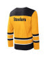 ფოტო #3 პროდუქტის Men's Gold Pittsburgh Steelers Cross-Check V-Neck Long Sleeve T-shirt