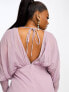 Фото #3 товара ASOS DESIGN Curve exclusive chiffon batwing sleeve mini dress in lilac