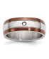 Фото #3 товара Stainless Steel Brown Edge Cubic Zirconia Band Ring