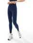 New Balance Linear Logo sleek 25 inch high rise leggings in navy