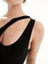 SNDYS ribbed cut out detail unitard in black