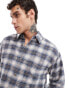 Фото #2 товара Abercrombie & Fitch cropped check slub flannel shirt in mid blue