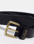 Levi's Calypso leather belt in black with gold buckle Normal/Schwarz, 90 см - фото #4