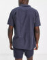 Rhythm short sleeve linen beach shirt co-ord in navy blue