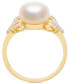 ფოტო #2 პროდუქტის Cultured Freshwater Pearl (9mm) & Diamond Accent Ring in 14k Gold