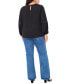 ფოტო #4 პროდუქტის Women's Plus Size Studded Blouson-Sleeve Top