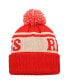 Фото #1 товара Men's Red, White Detroit Red Wings Pillow Line Cuffed Knit Hat with Pom