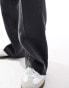 Weekday linen relaxed fit tailored trousers in washed black Черный, W44 - фото #4