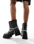 Azalea Wang Coven studded embellishment chunky ankle boot in black