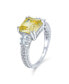 ფოტო #2 პროდუქტის Elegant Timeless Art Deco Style 2CT Canary Yellow AAA CZ Square Asscher Cut Engagement Ring For Women Baguettes Side Stone Band .925 Sterling Silver