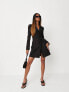 Missguided lace up detail blazer mini dress in black