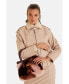 Фото #2 товара Women's Genuine Leather Belted Biker Jacket, Nappa Beige